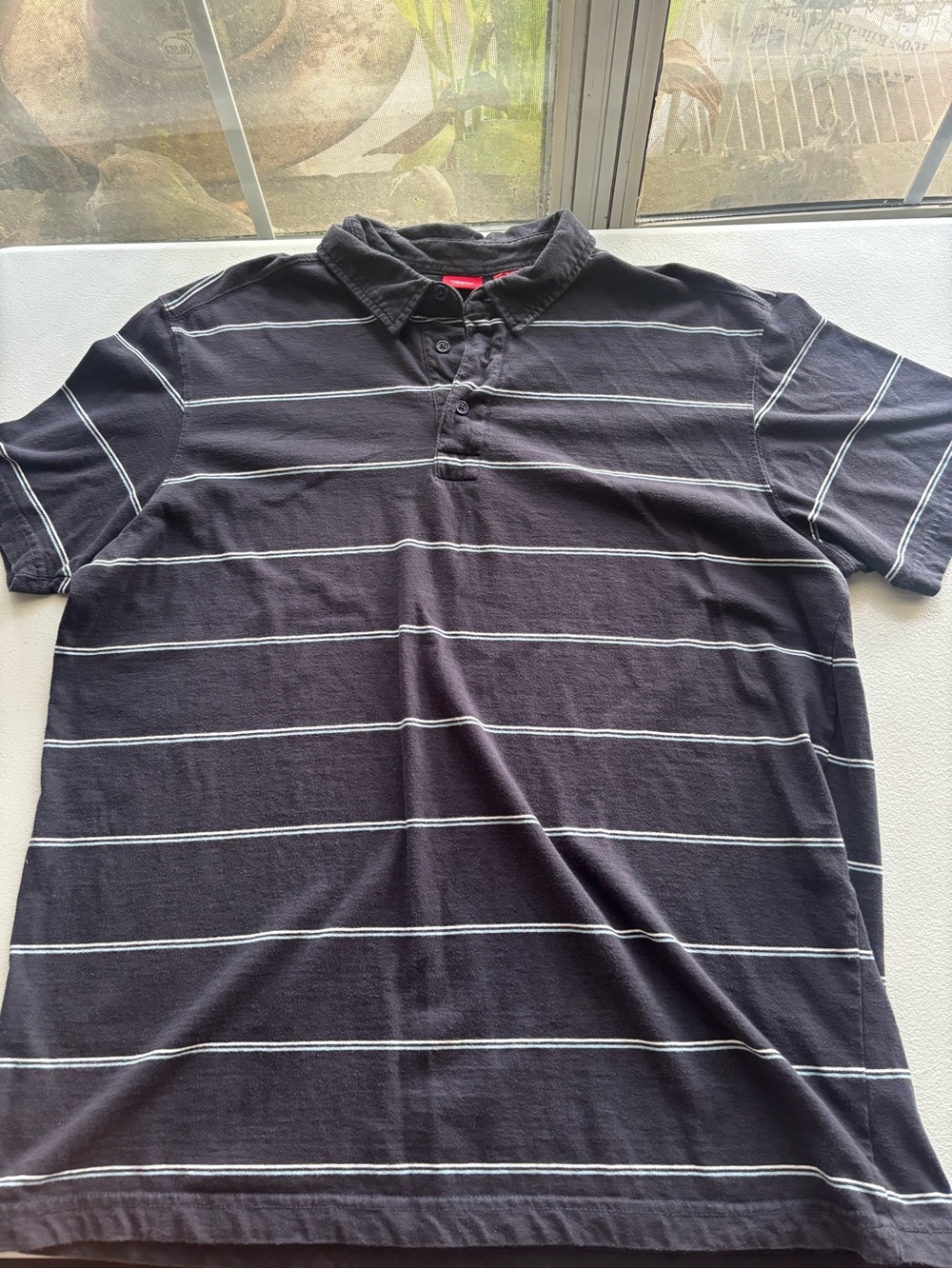 Mossimo Supply Co. Black Polo with Thin White Stripes